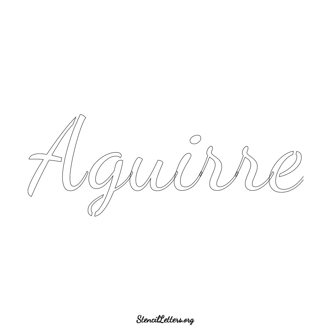 Aguirre name stencil in Cursive Script Lettering