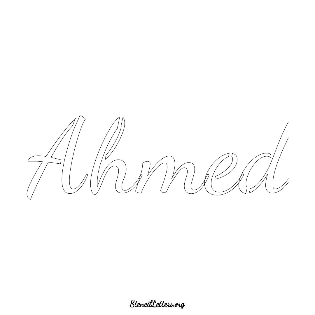 Ahmed name stencil in Cursive Script Lettering