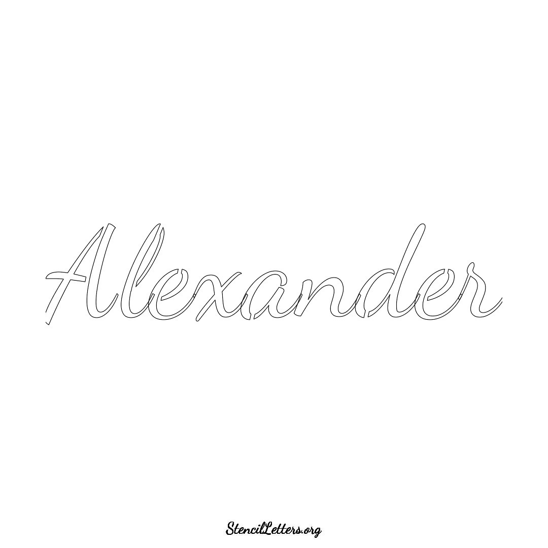 Alexander name stencil in Cursive Script Lettering