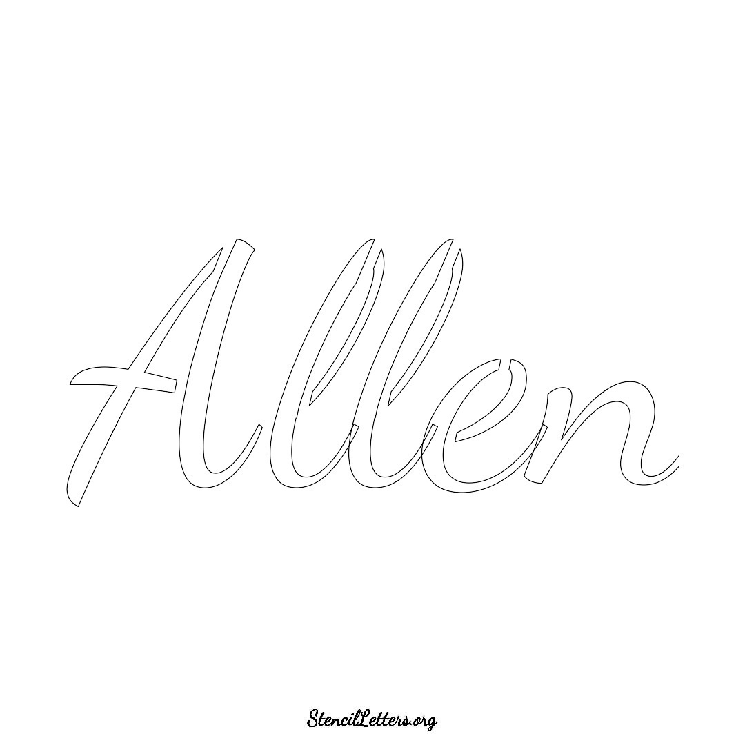 Allen name stencil in Cursive Script Lettering