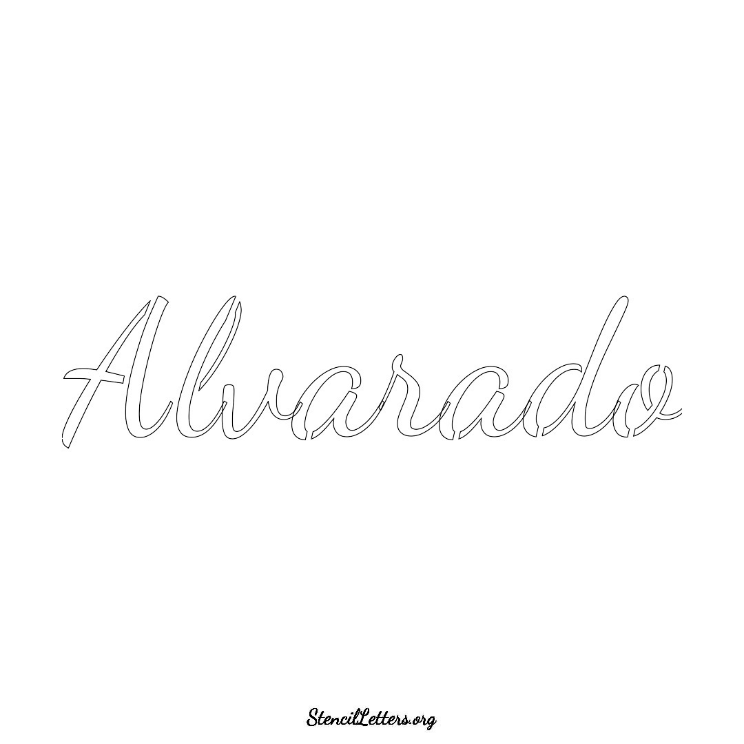 Alvarado name stencil in Cursive Script Lettering