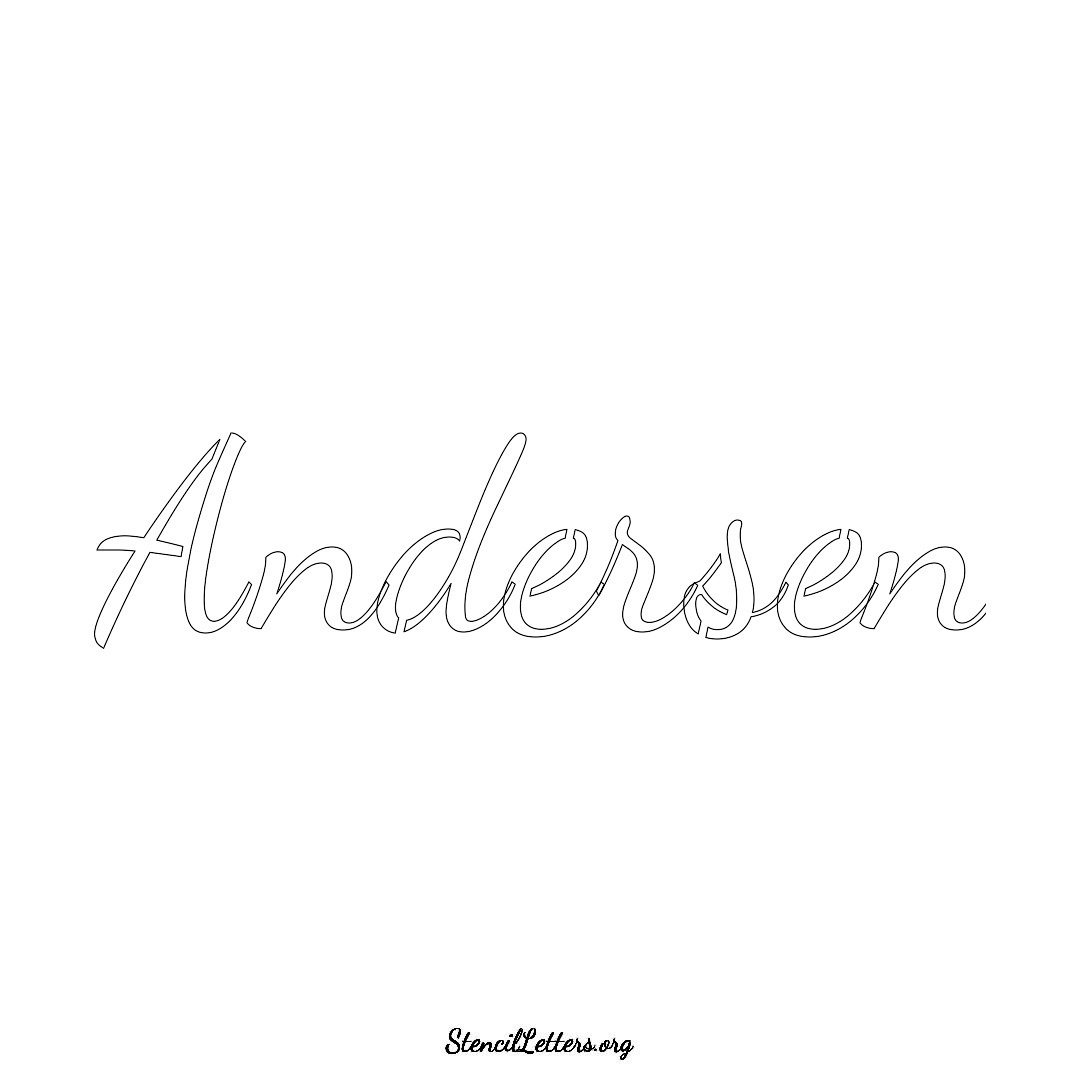 Andersen name stencil in Cursive Script Lettering