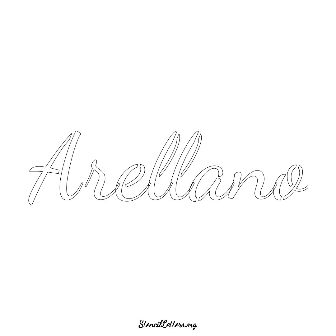 Arellano name stencil in Cursive Script Lettering