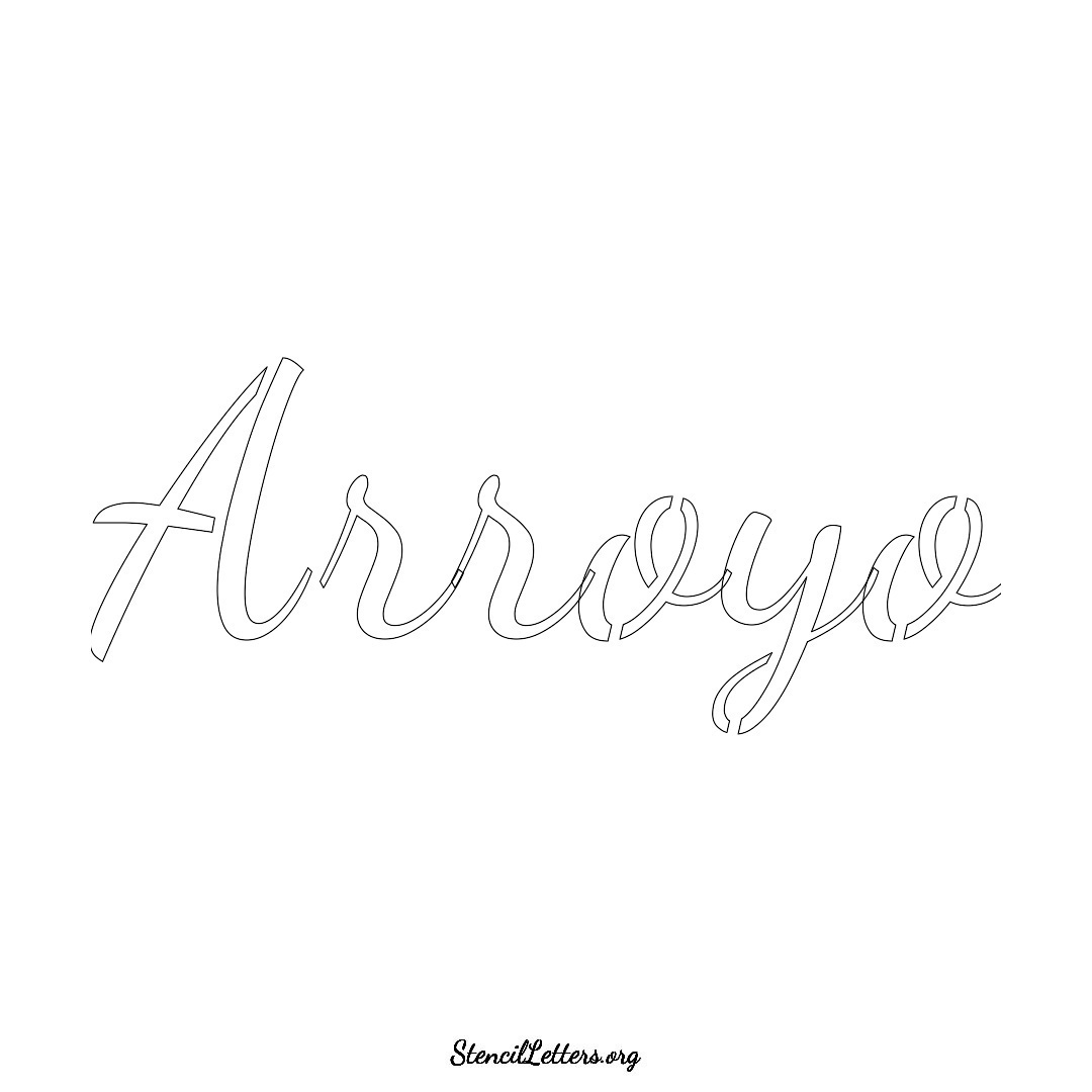 Arroyo name stencil in Cursive Script Lettering