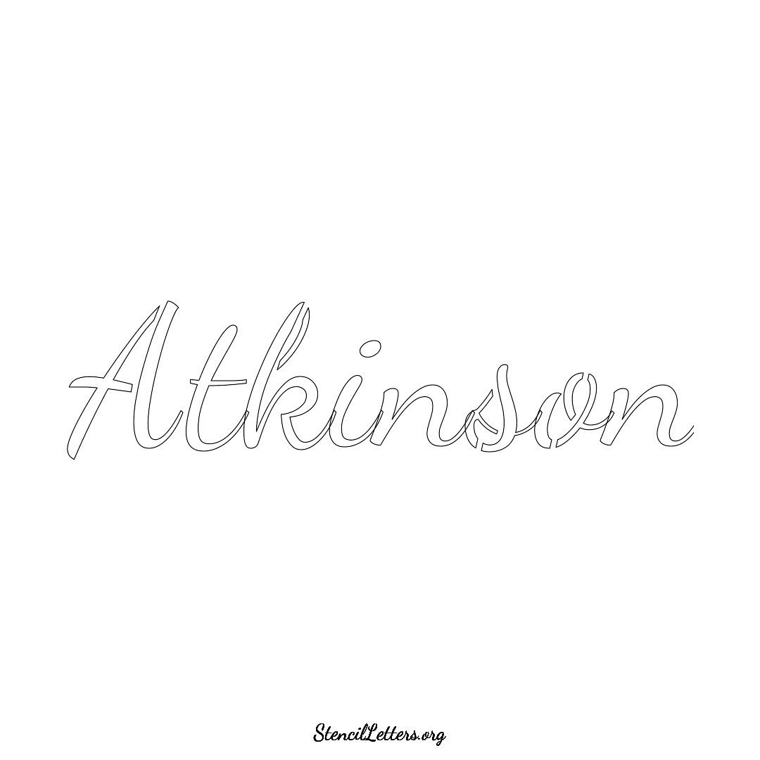 Atkinson name stencil in Cursive Script Lettering