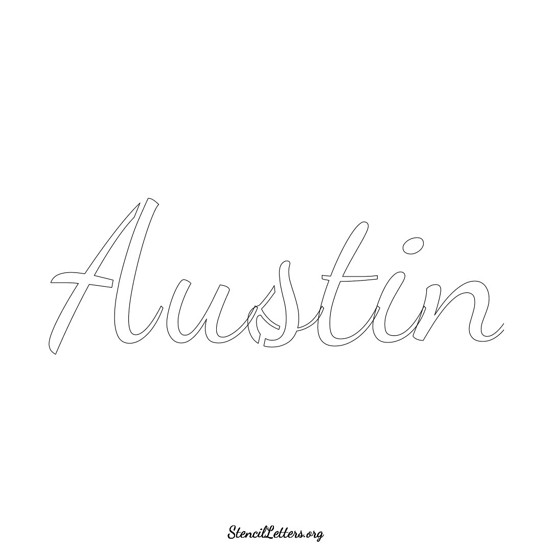 Austin name stencil in Cursive Script Lettering