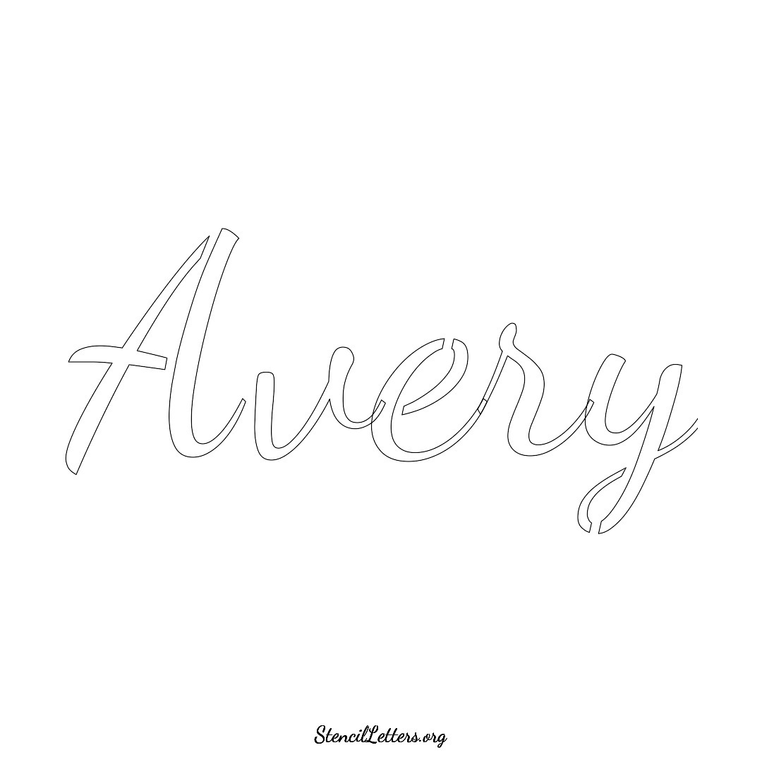 Avery name stencil in Cursive Script Lettering
