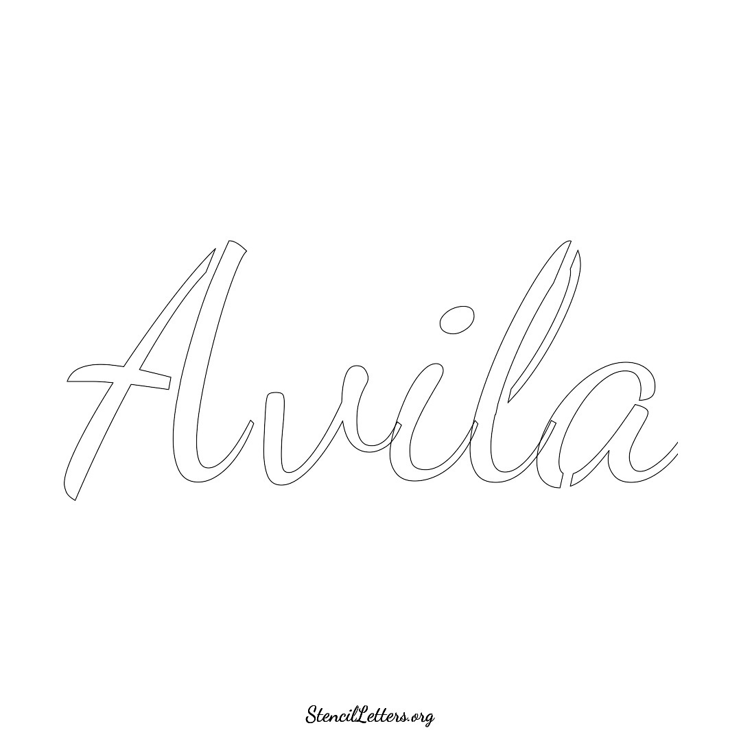 Avila name stencil in Cursive Script Lettering