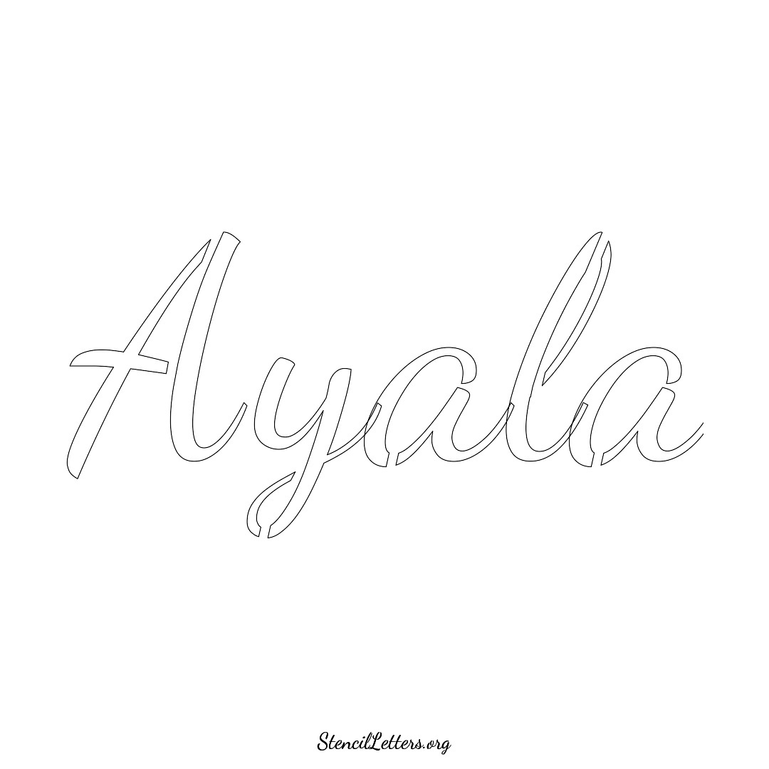 Ayala name stencil in Cursive Script Lettering