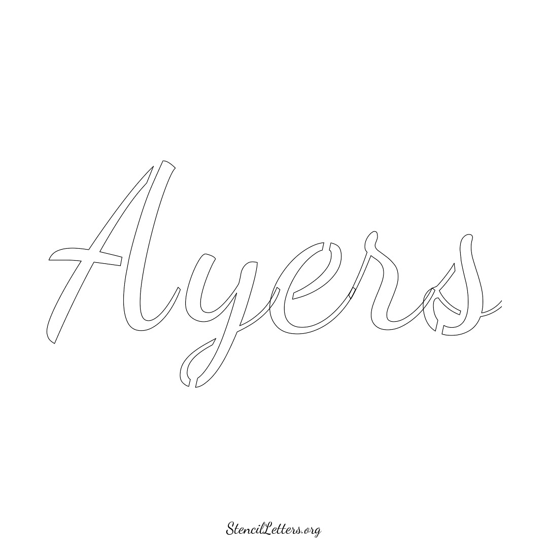 Ayers name stencil in Cursive Script Lettering