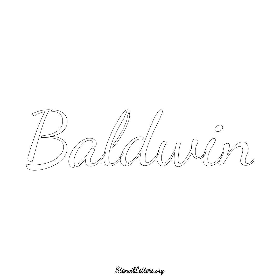 Baldwin name stencil in Cursive Script Lettering
