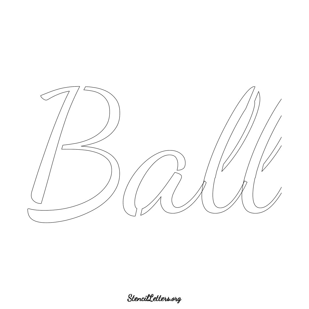 Ball name stencil in Cursive Script Lettering