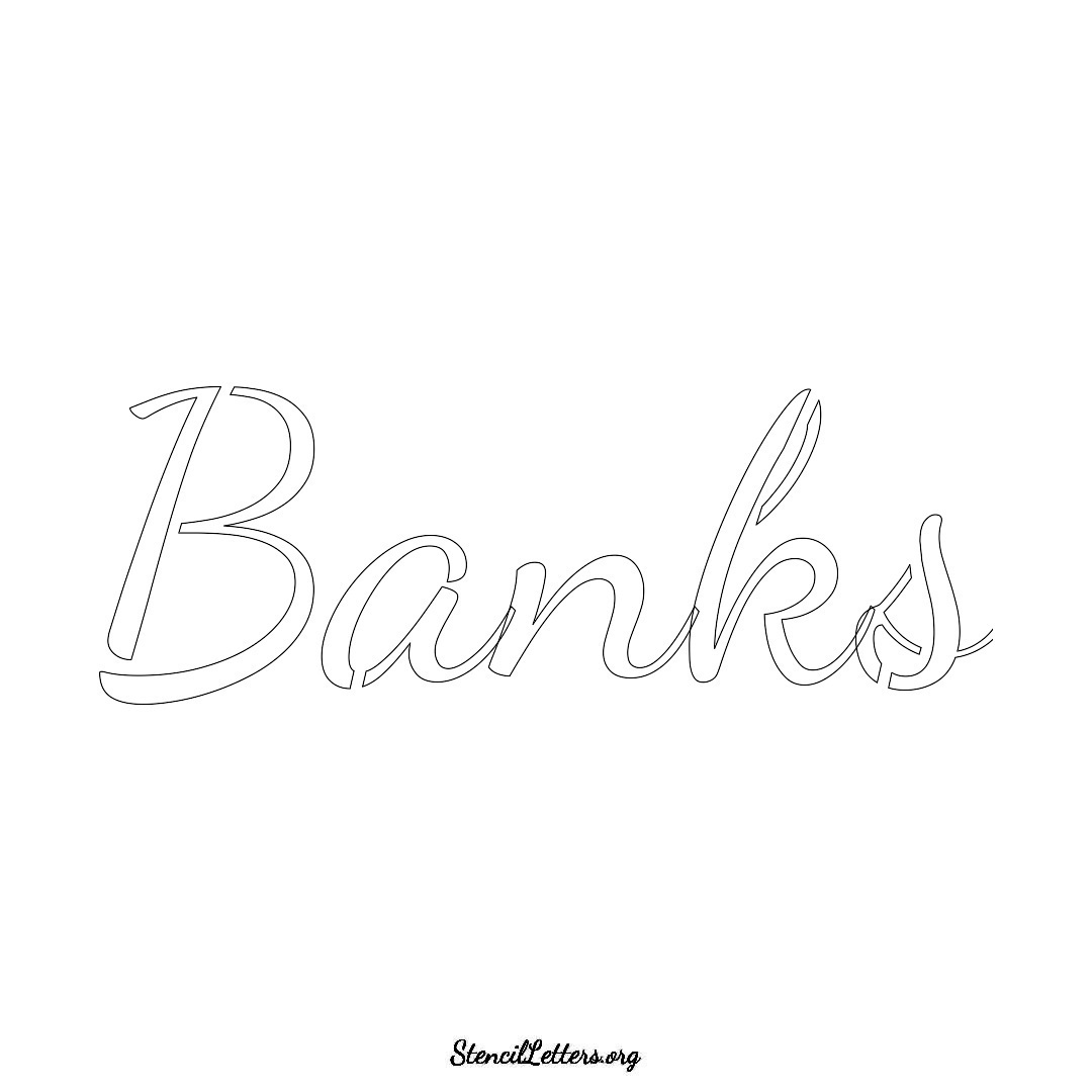 Banks name stencil in Cursive Script Lettering
