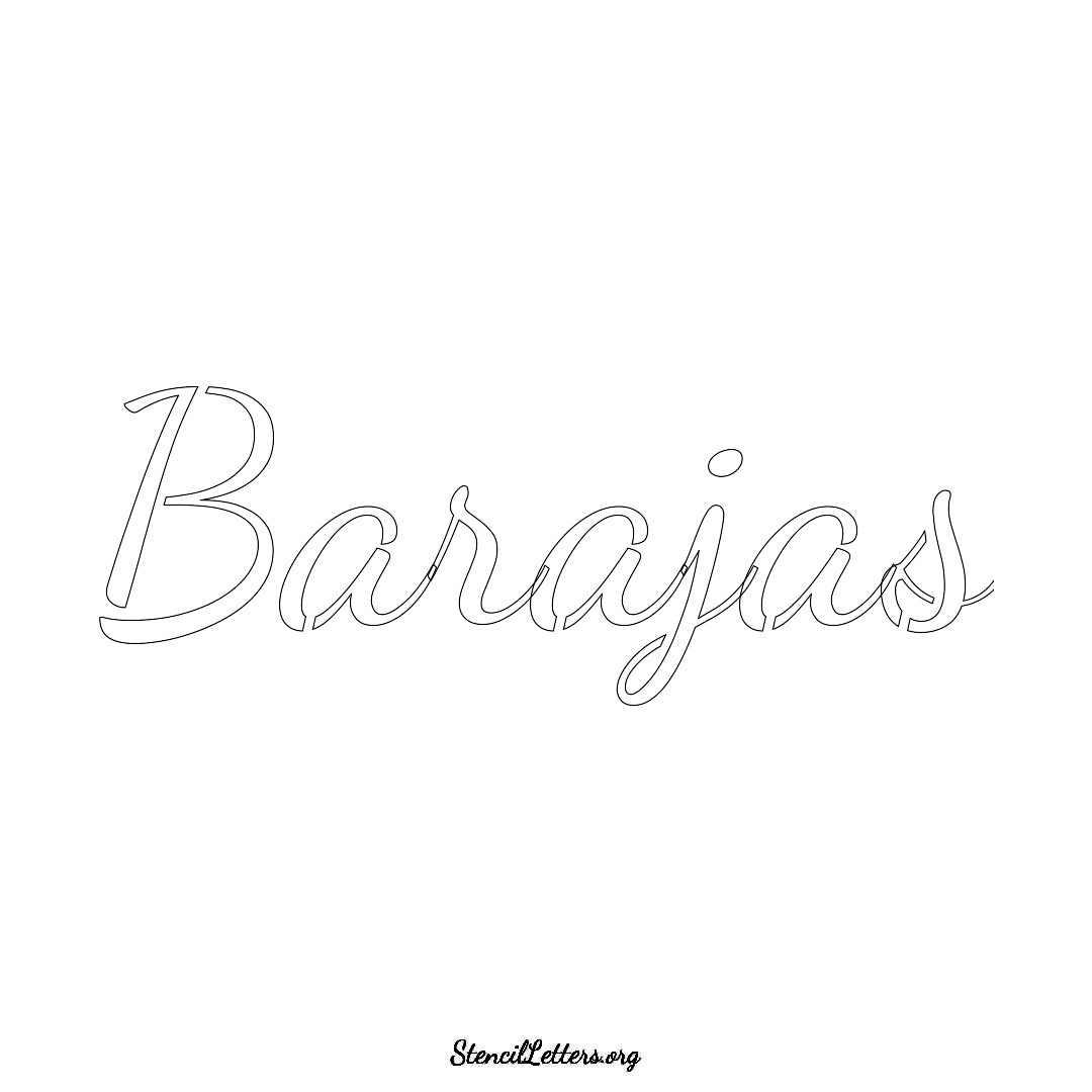 Barajas name stencil in Cursive Script Lettering