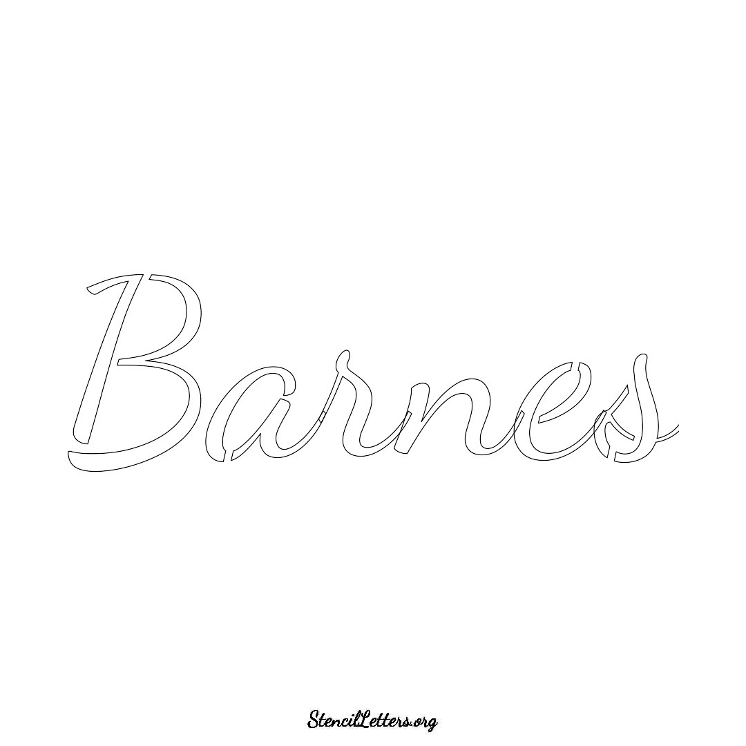 Barnes name stencil in Cursive Script Lettering