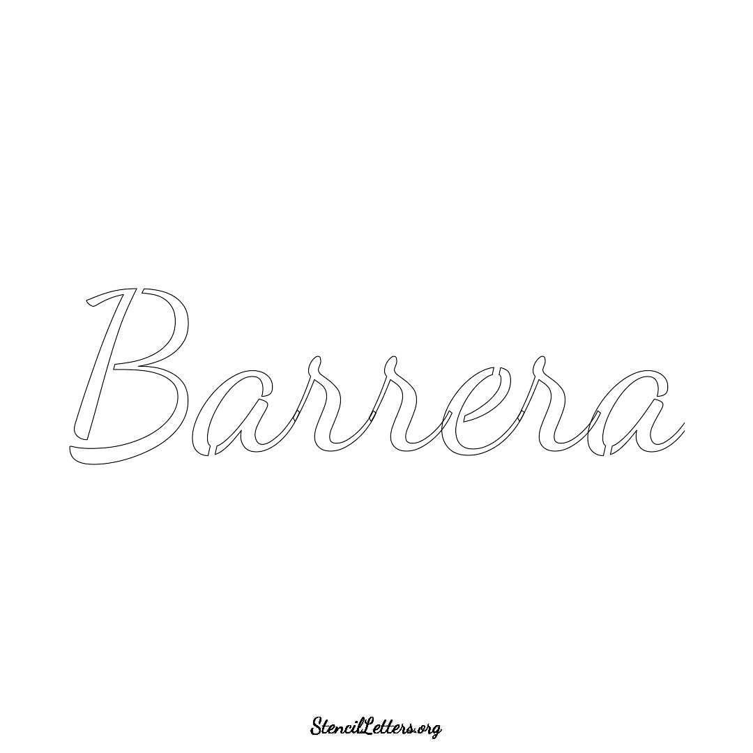 Barrera name stencil in Cursive Script Lettering