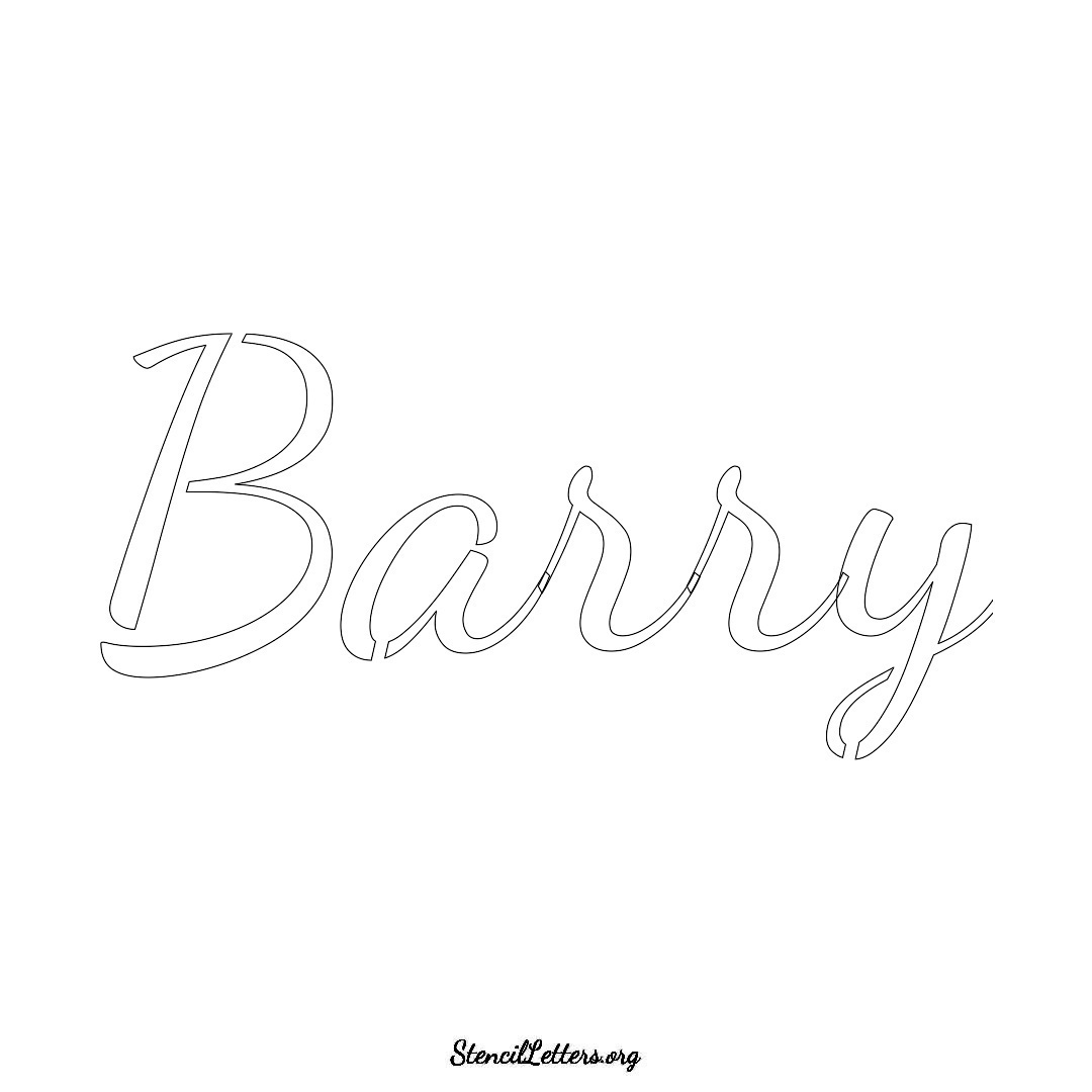 Barry name stencil in Cursive Script Lettering