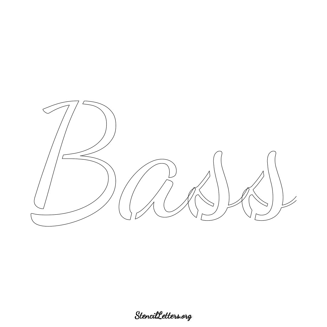 Bass name stencil in Cursive Script Lettering