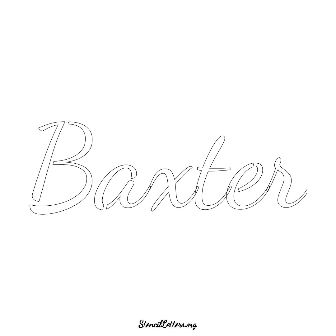 Baxter name stencil in Cursive Script Lettering