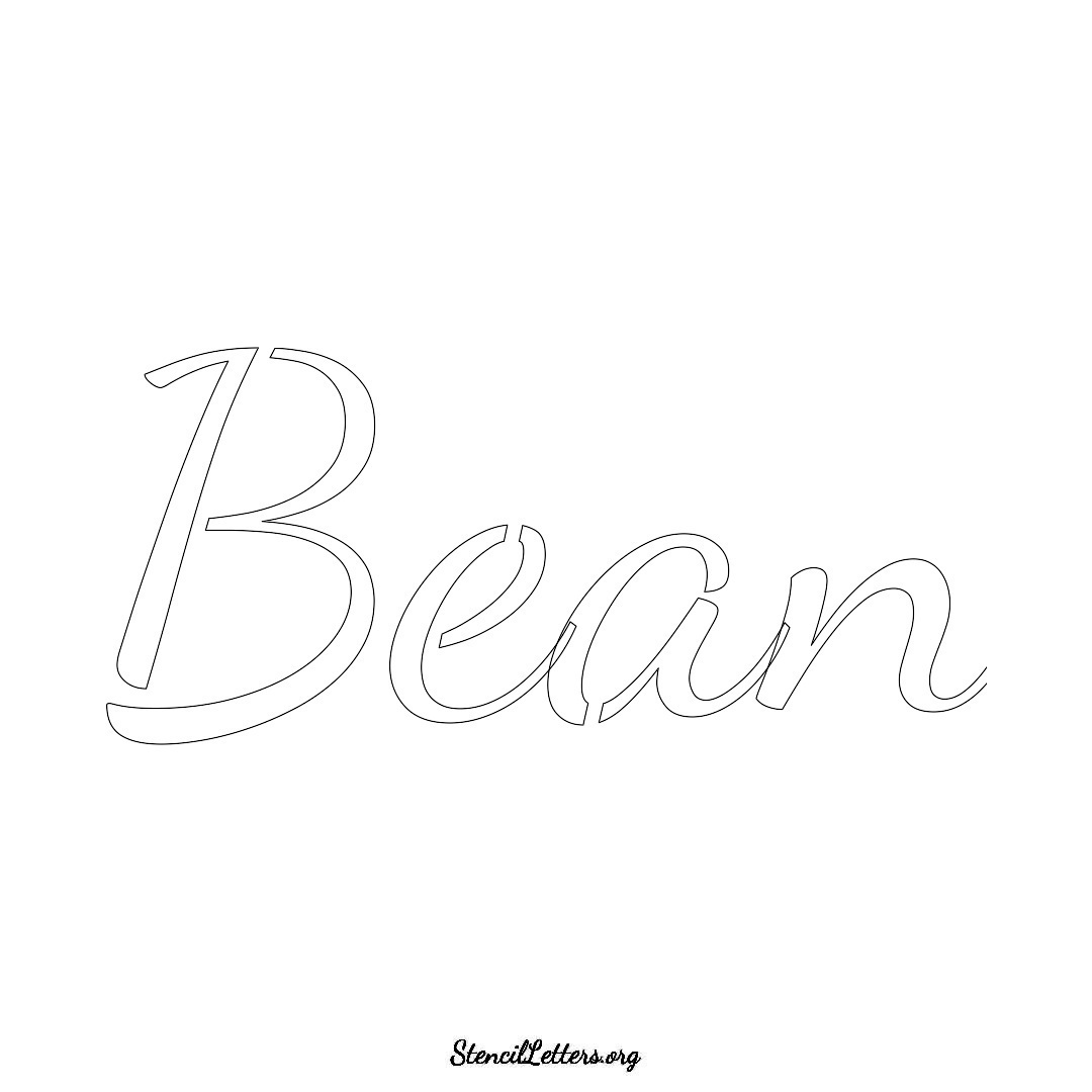 Bean name stencil in Cursive Script Lettering