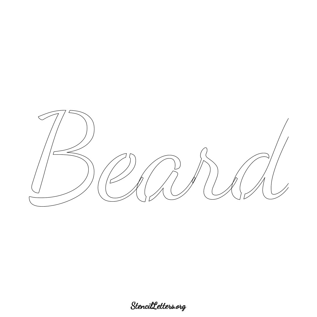 Beard name stencil in Cursive Script Lettering