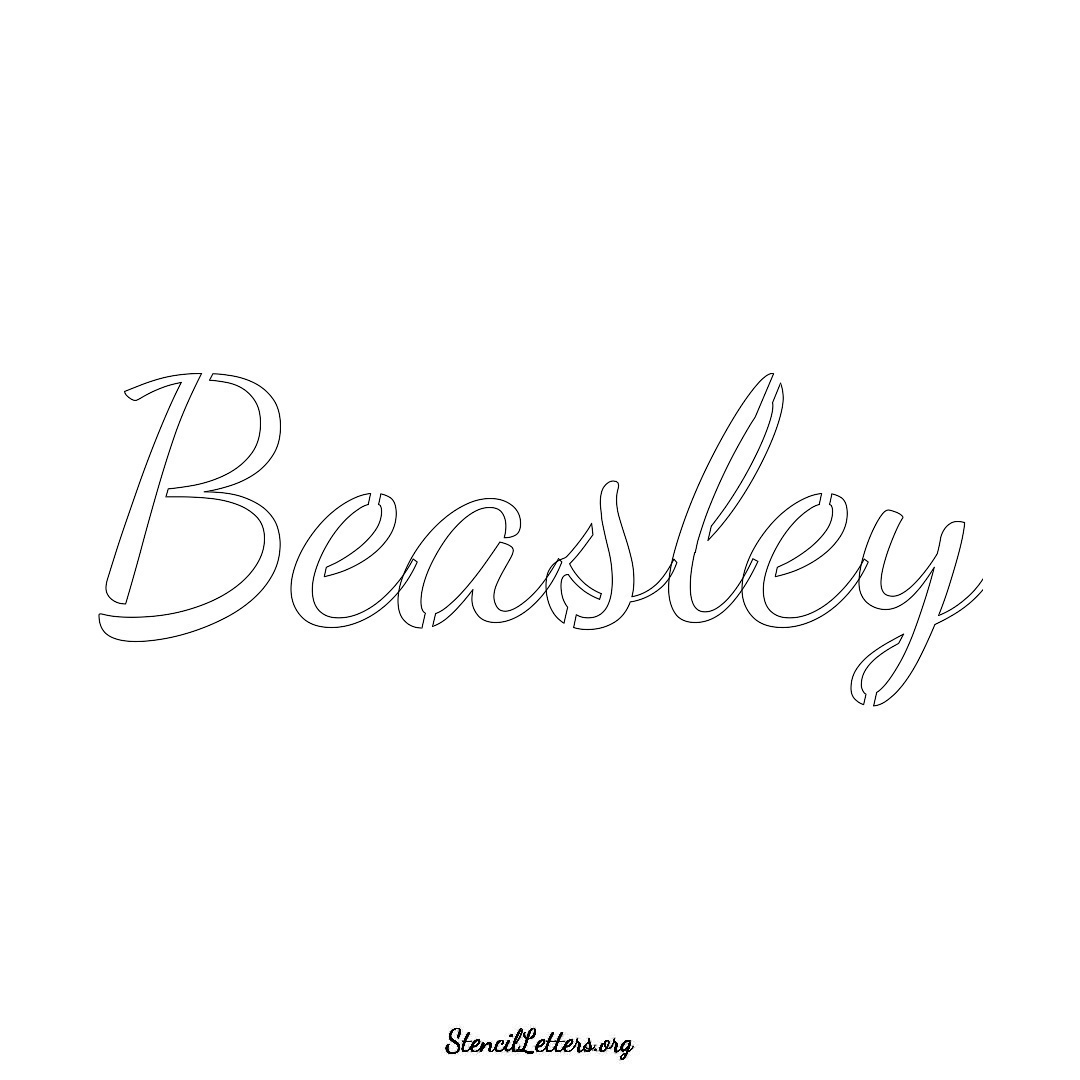 Beasley name stencil in Cursive Script Lettering