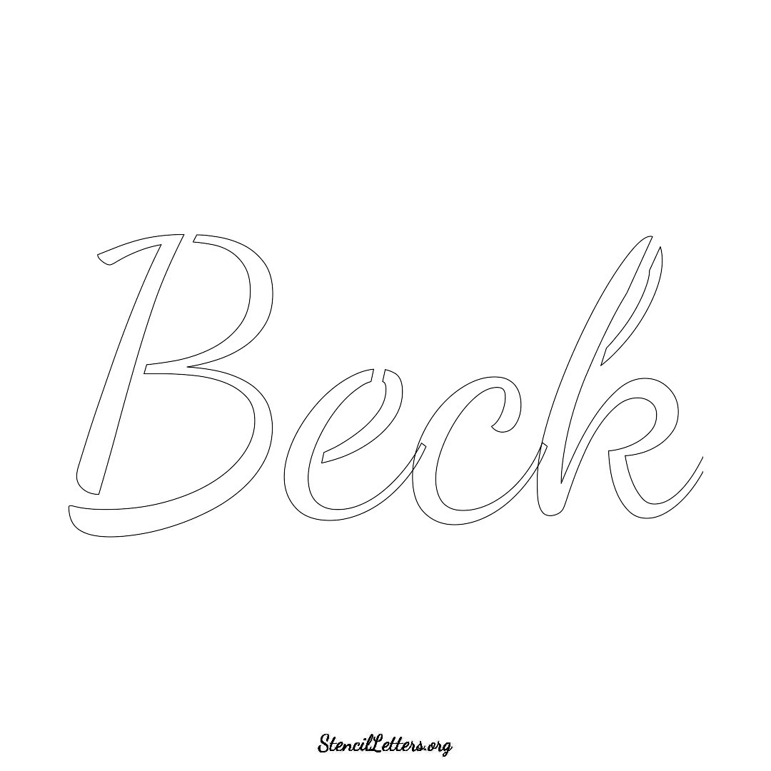 Beck name stencil in Cursive Script Lettering