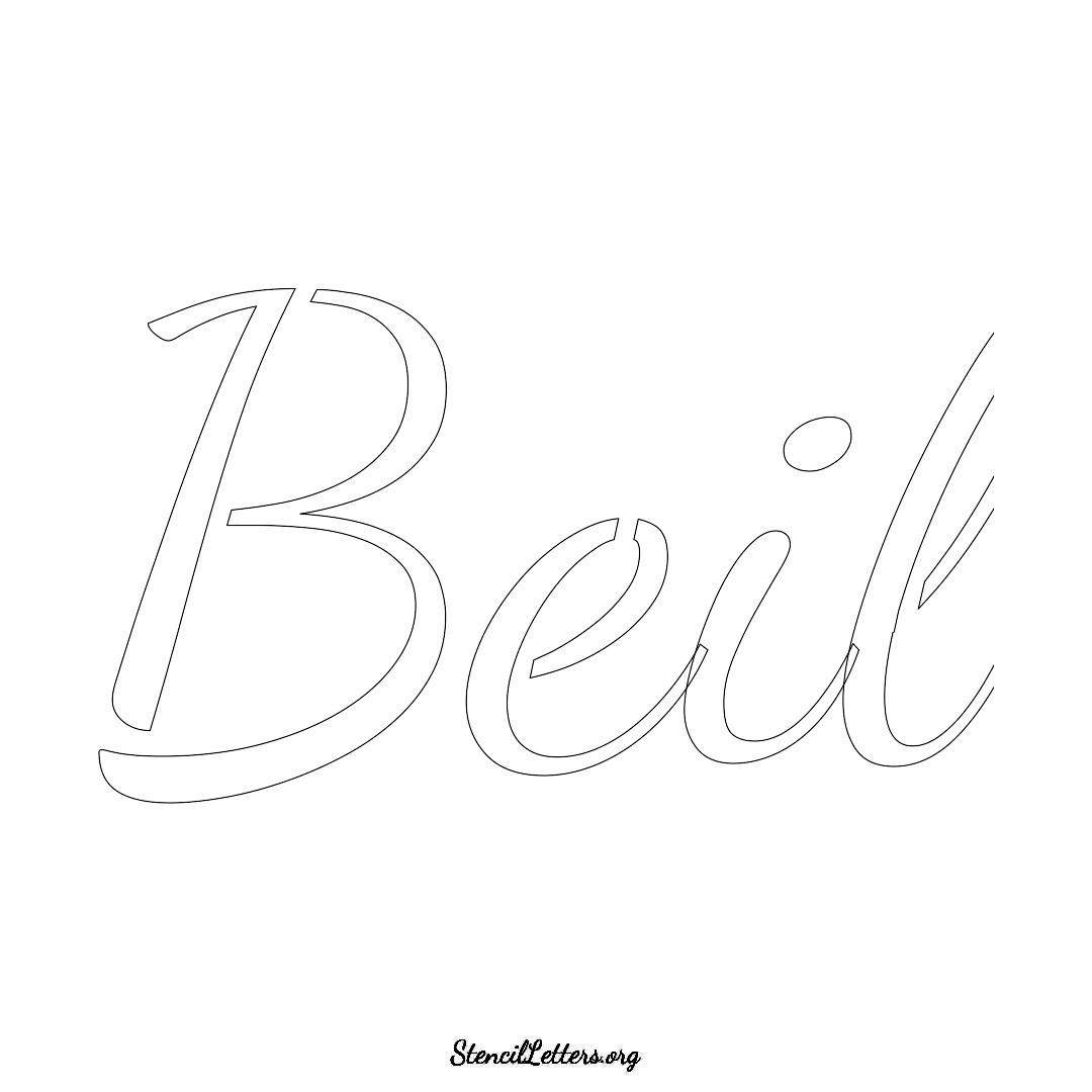 Beil name stencil in Cursive Script Lettering