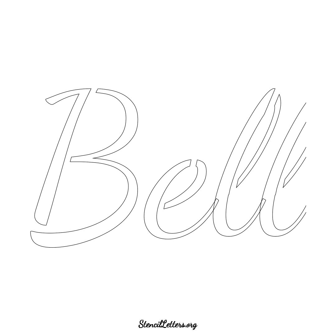 Bell name stencil in Cursive Script Lettering