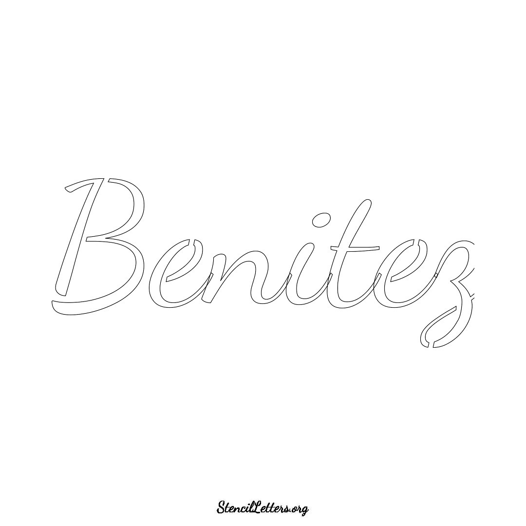 Benitez name stencil in Cursive Script Lettering