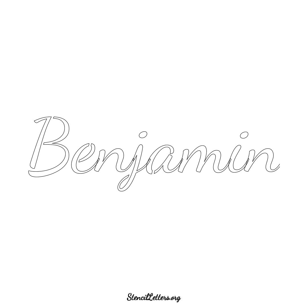 Benjamin name stencil in Cursive Script Lettering