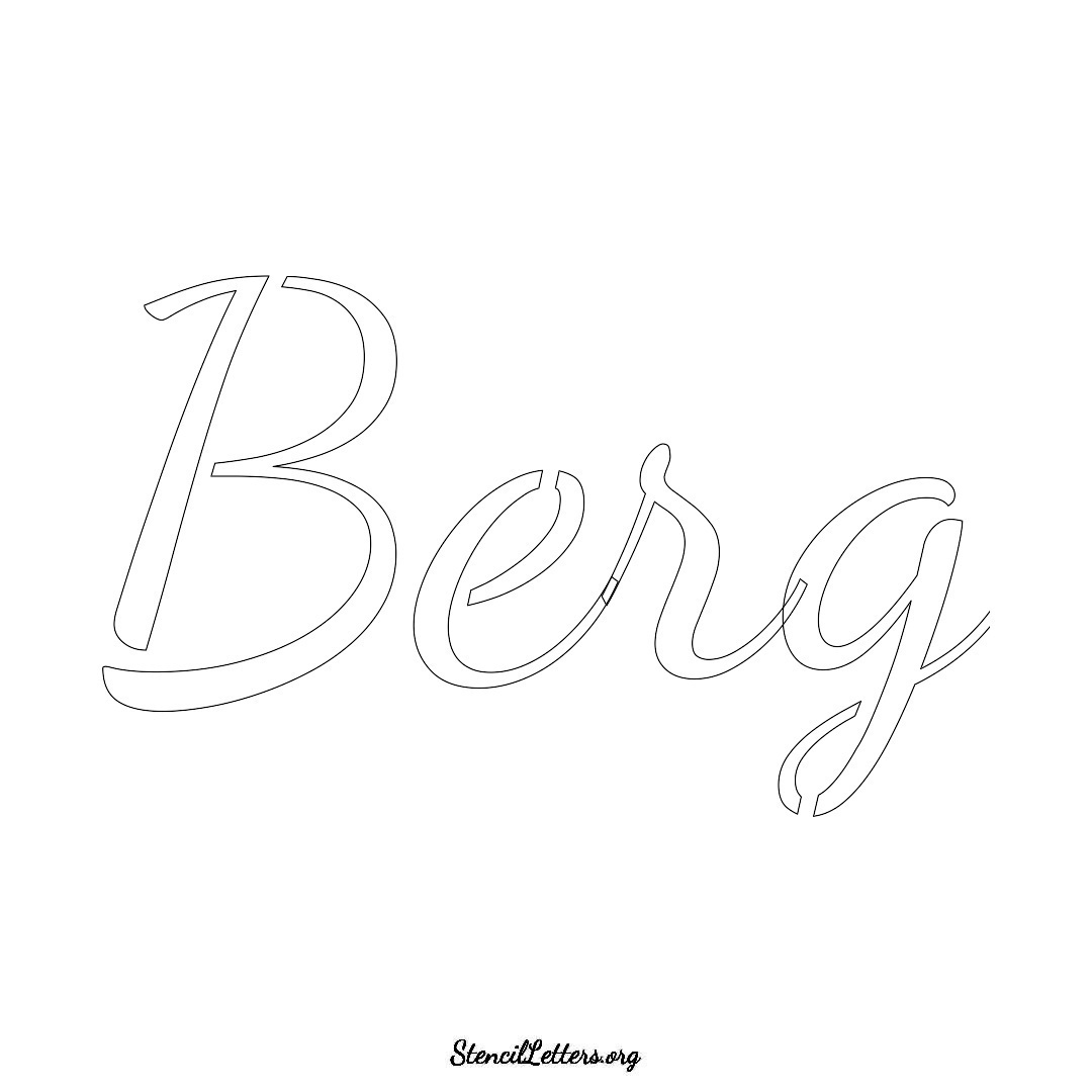 Berg name stencil in Cursive Script Lettering
