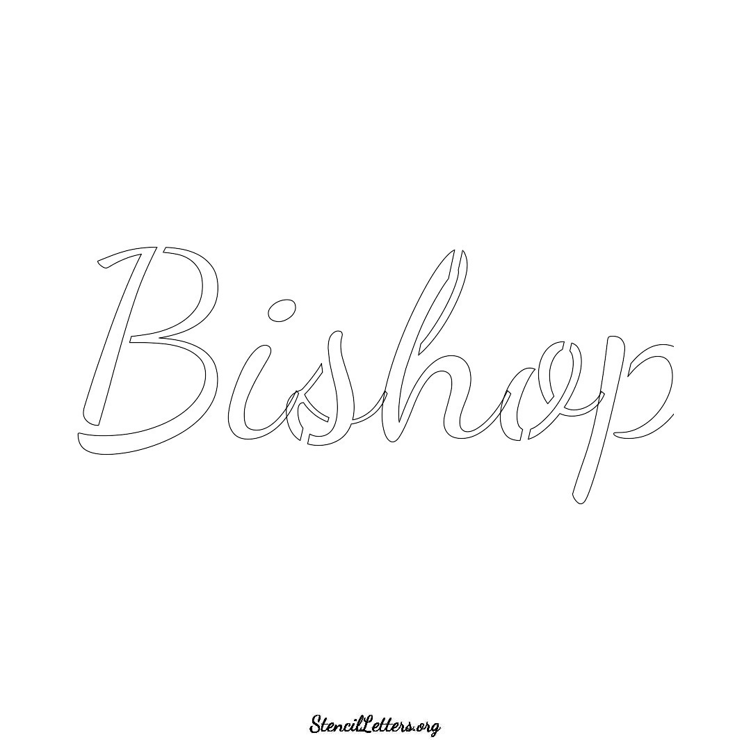 Bishop name stencil in Cursive Script Lettering