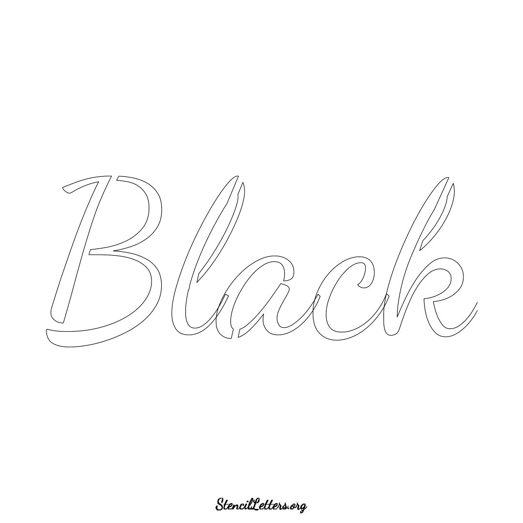 Black name stencil in Cursive Script Lettering