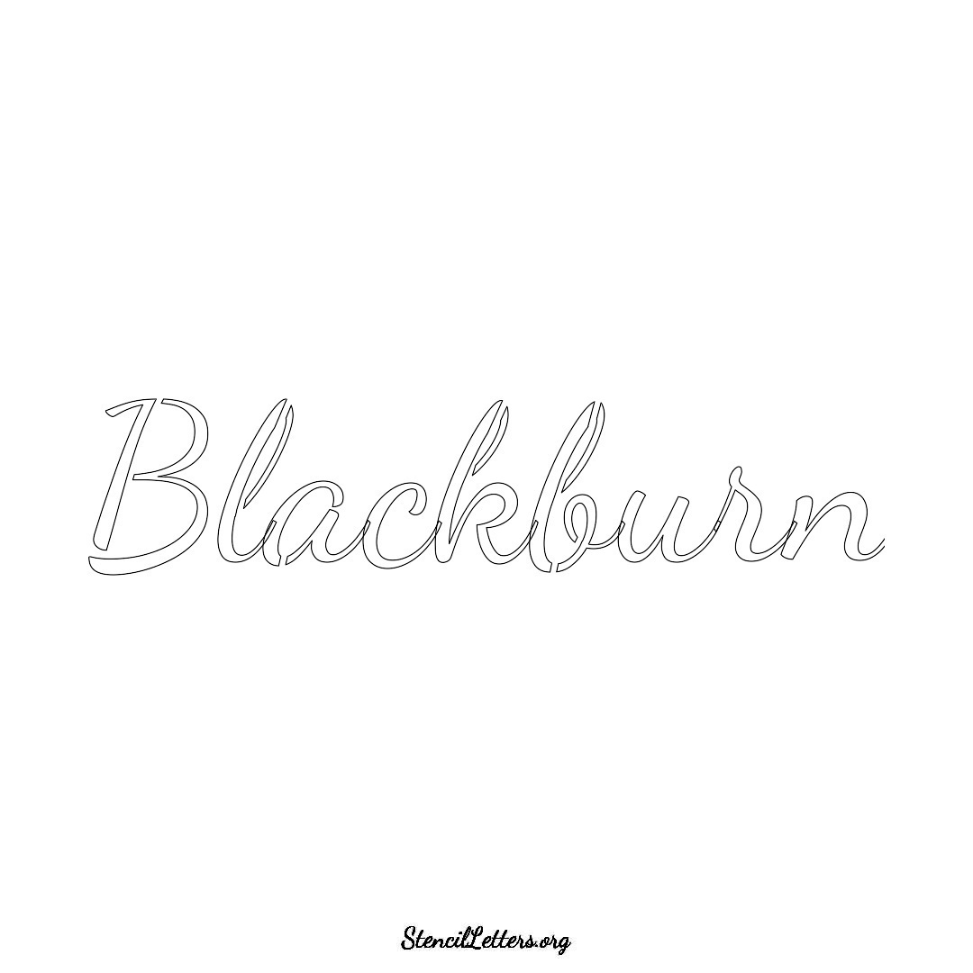 Blackburn name stencil in Cursive Script Lettering