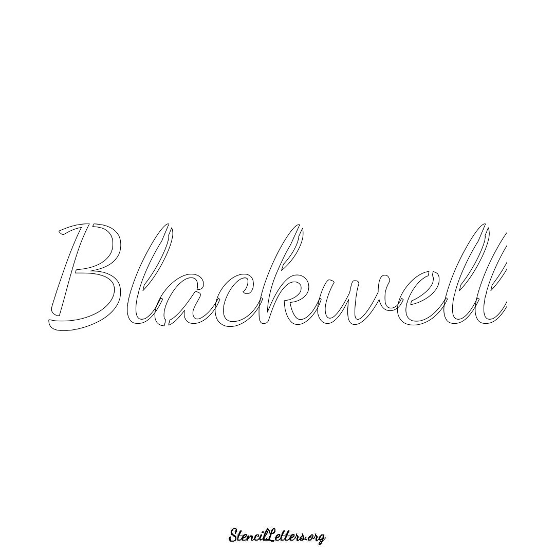 Blackwell name stencil in Cursive Script Lettering