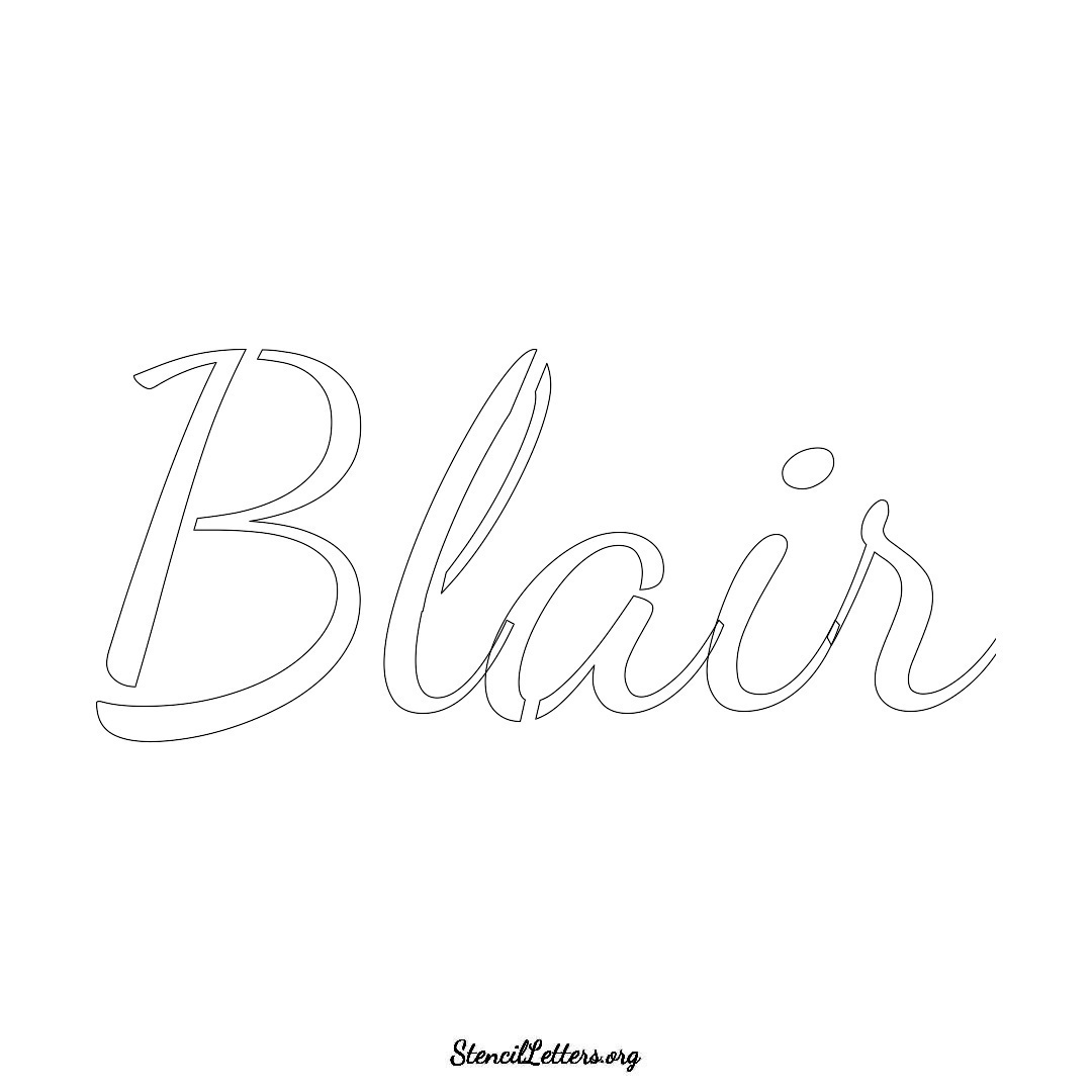 Blair name stencil in Cursive Script Lettering