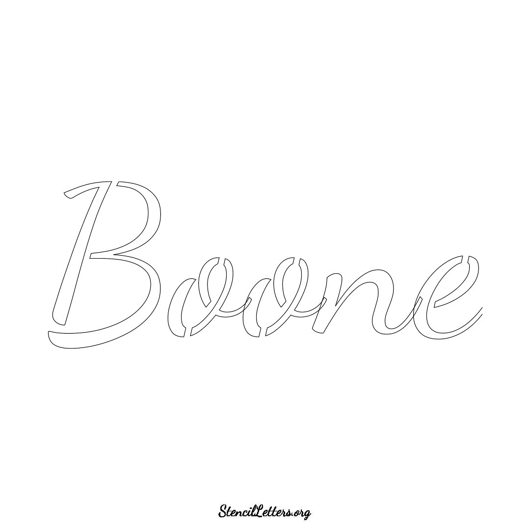 Boone name stencil in Cursive Script Lettering