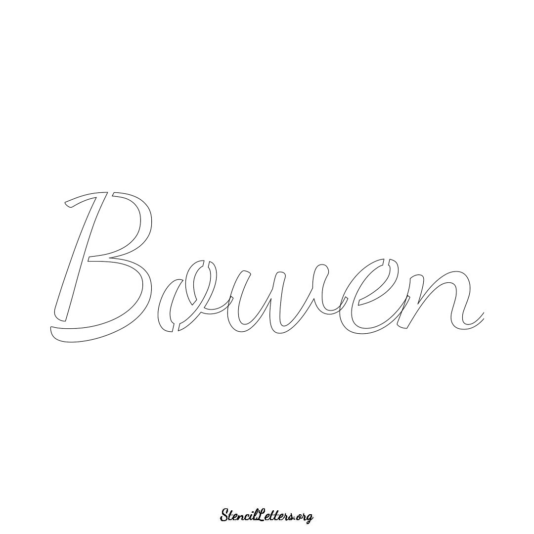 Bowen name stencil in Cursive Script Lettering