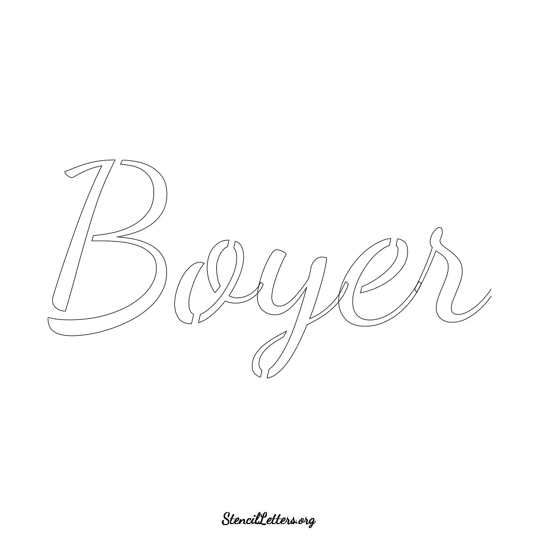 Boyer name stencil in Cursive Script Lettering