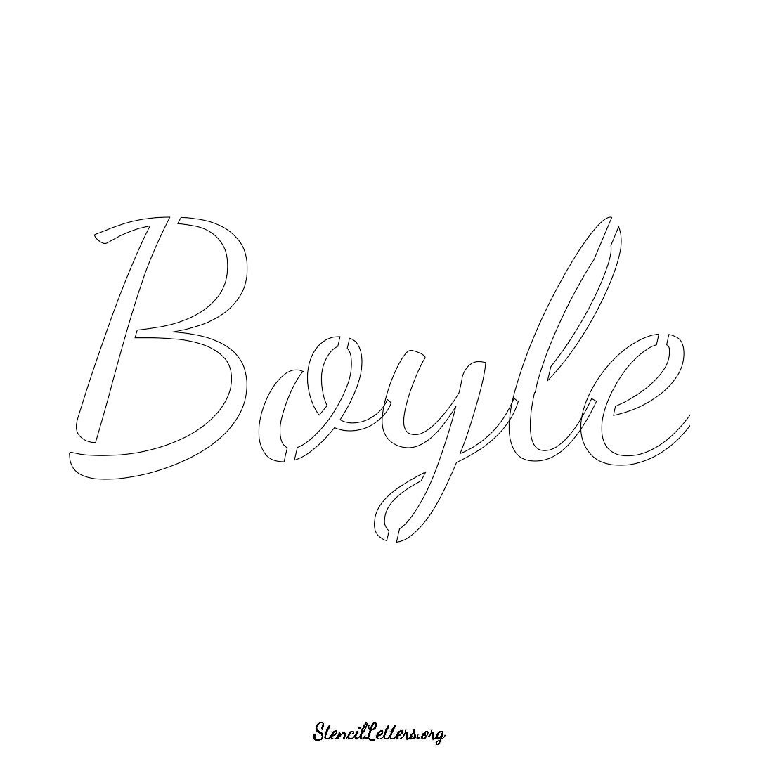 Boyle name stencil in Cursive Script Lettering