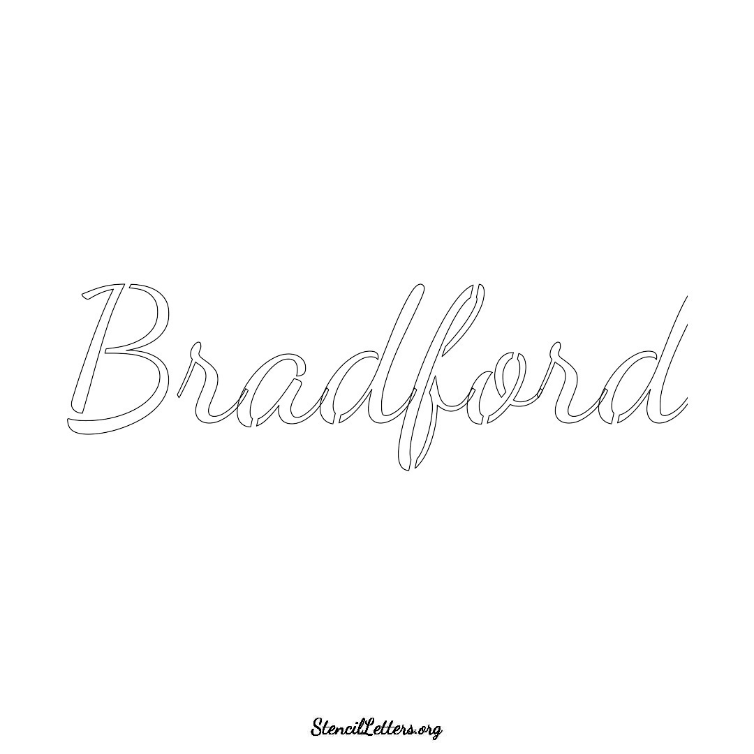 Bradford name stencil in Cursive Script Lettering