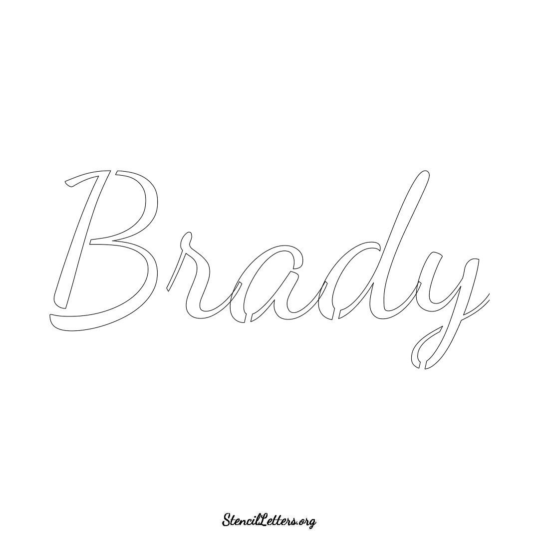 Brady name stencil in Cursive Script Lettering