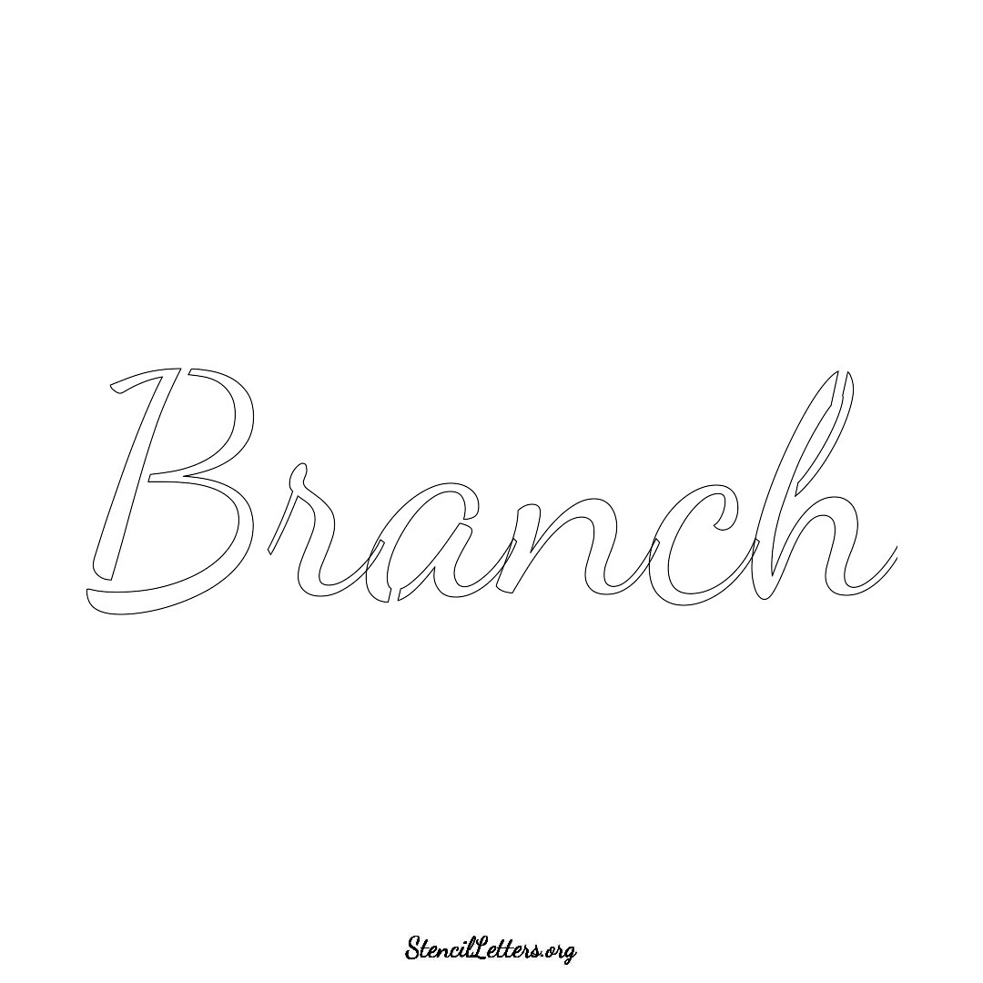 Branch name stencil in Cursive Script Lettering