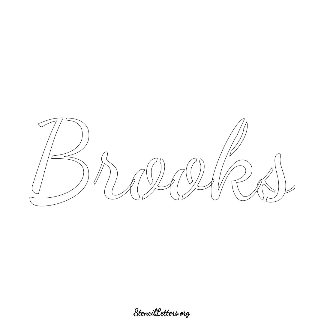 Brooks name stencil in Cursive Script Lettering
