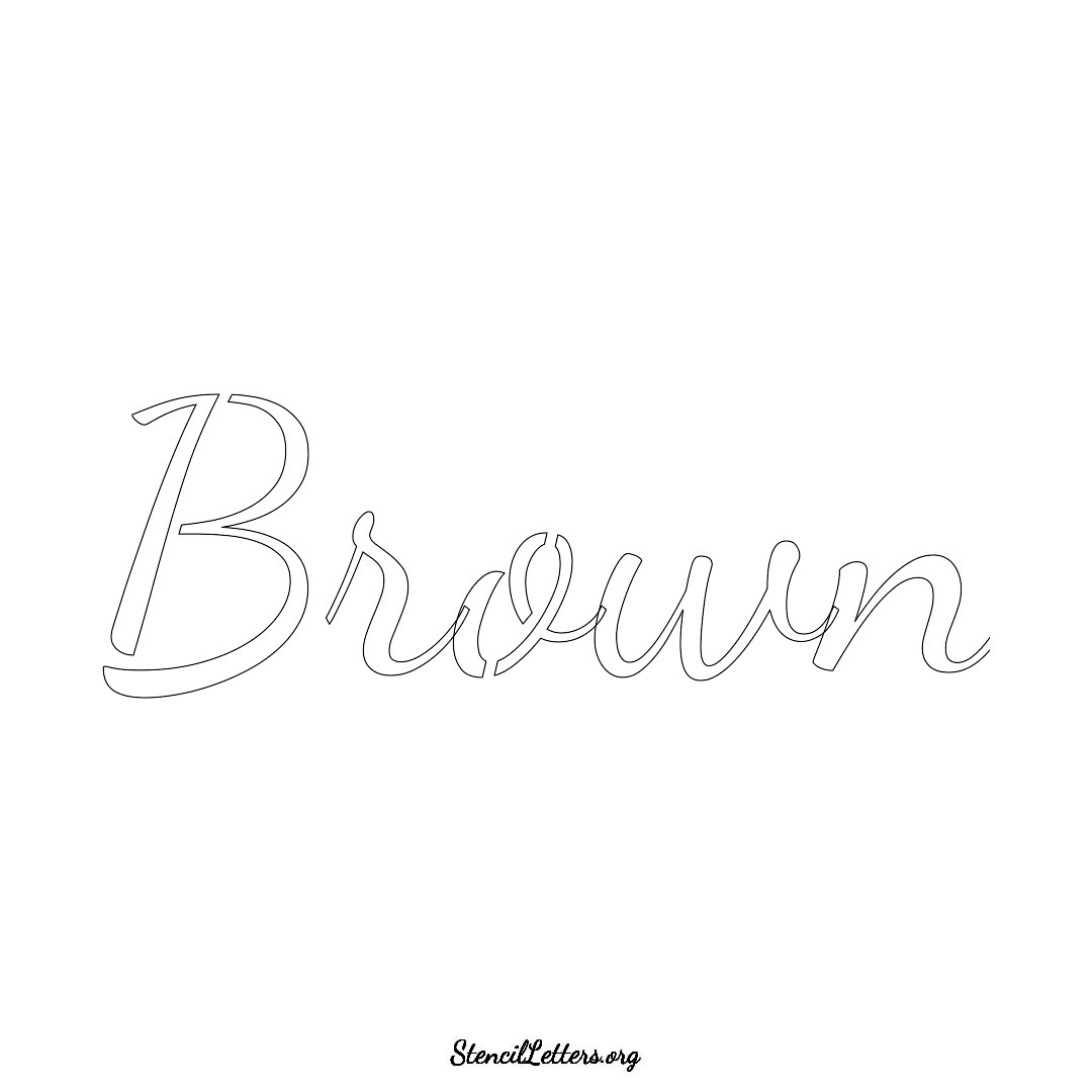 Brown name stencil in Cursive Script Lettering