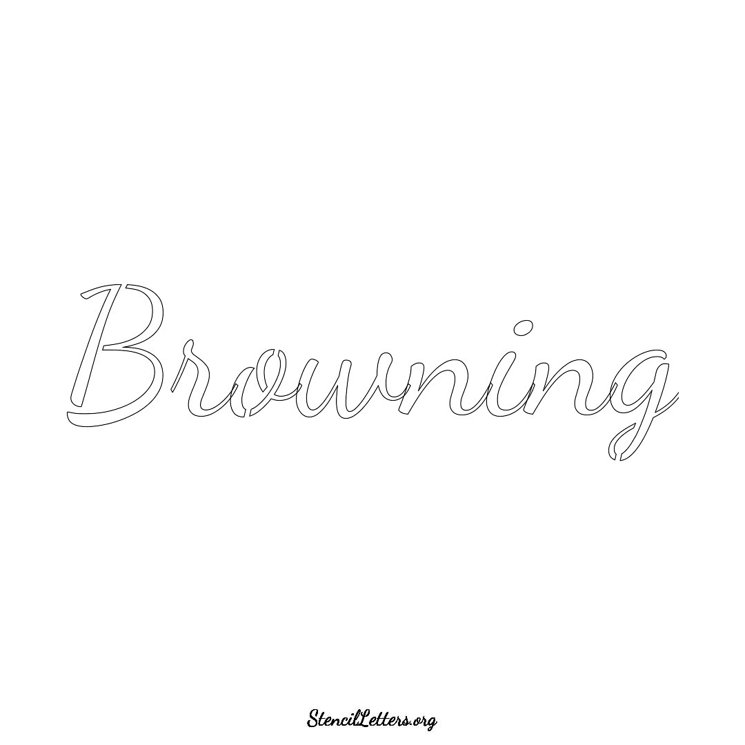 Browning name stencil in Cursive Script Lettering