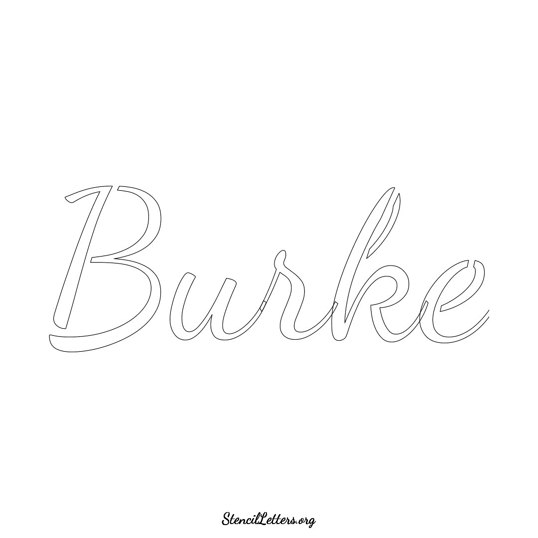 Burke name stencil in Cursive Script Lettering