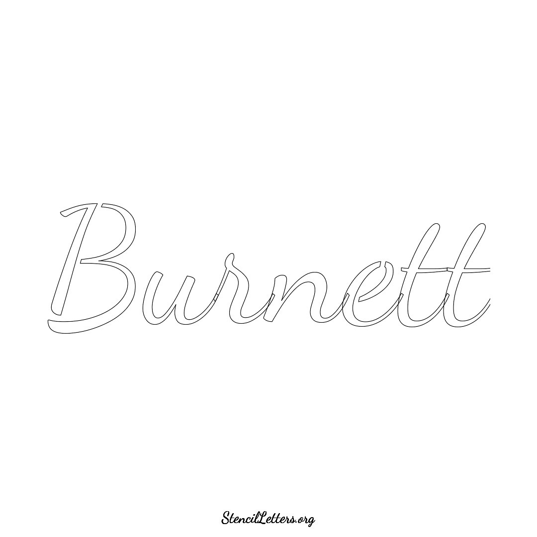 Burnett name stencil in Cursive Script Lettering