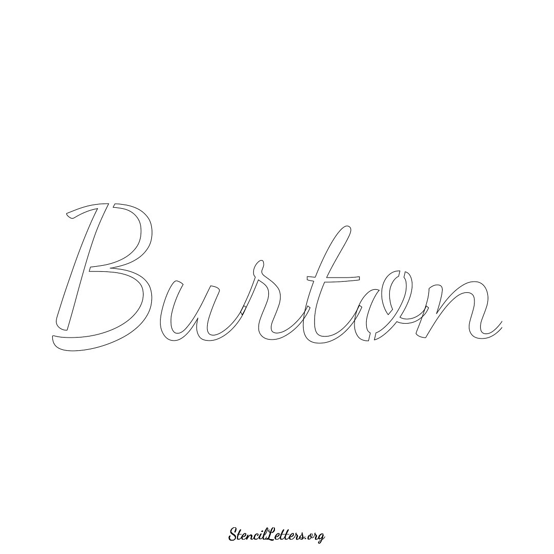 Burton name stencil in Cursive Script Lettering